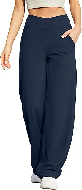 Petite Yoga Pants: Women's Wide Leg Sports Pants with Pockets