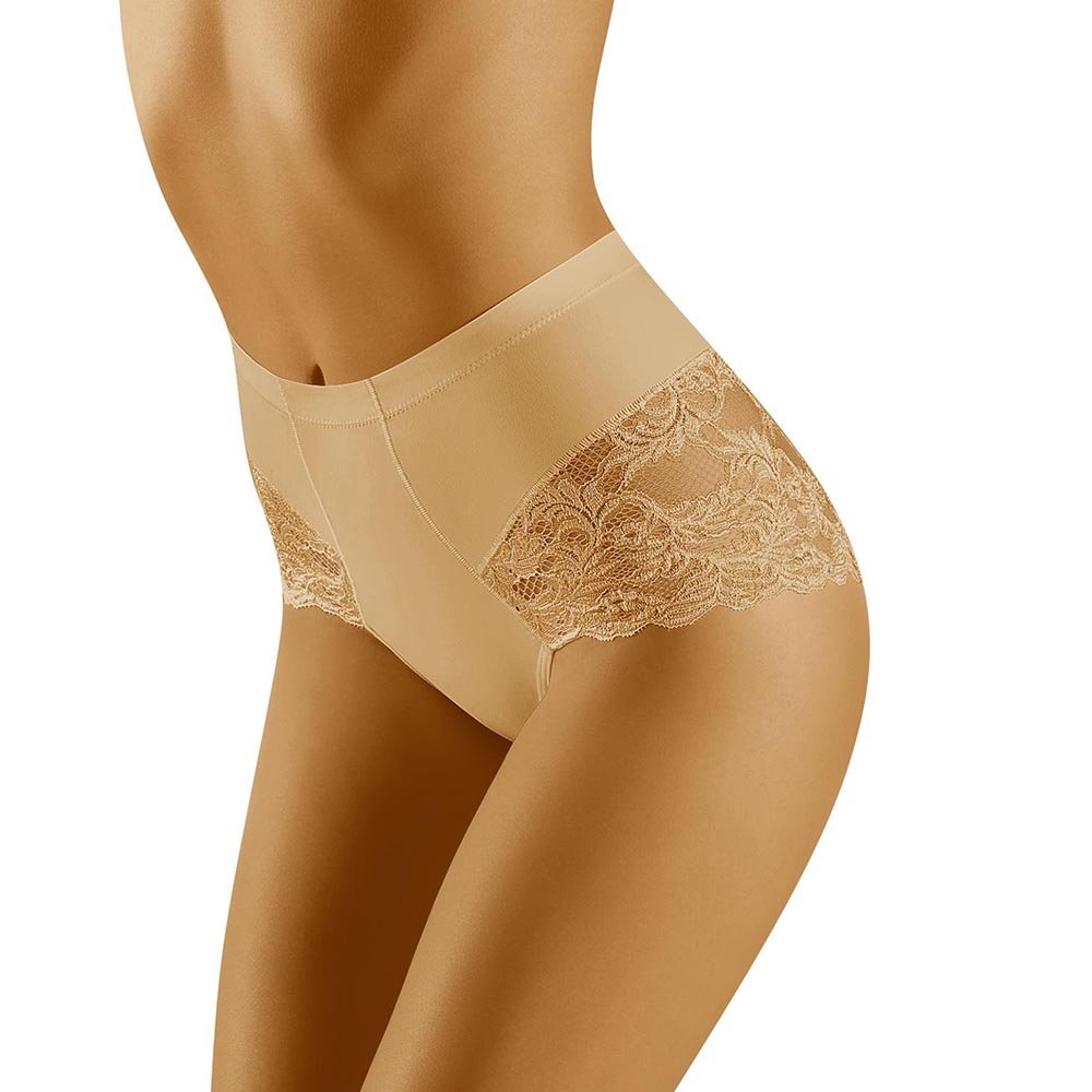 Wolbar Women's Sexy Shapewear Briefs Lace Panties High Waist WB184, Beige,S