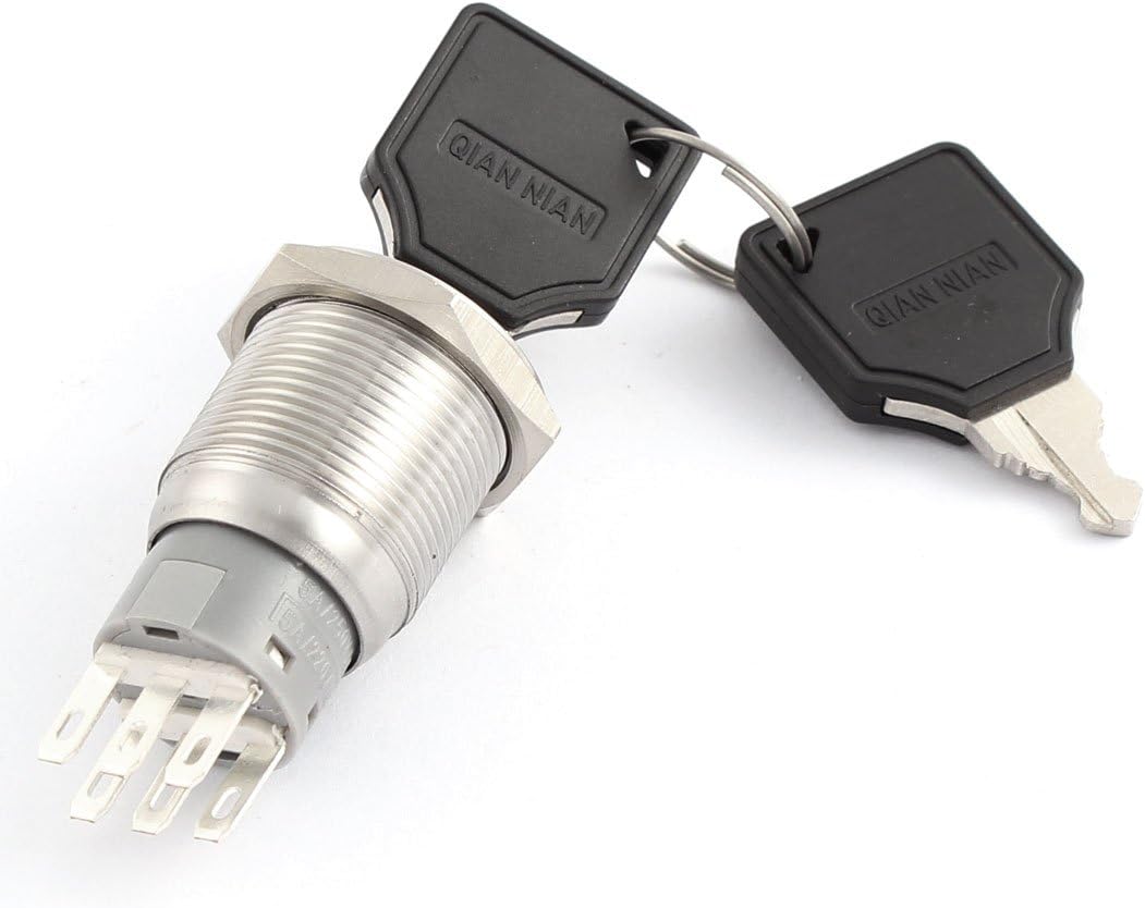 uxcell Electric 2NO 2NC 3 Position 6 Pins Metal Key Lock Switch AC 250V 5A