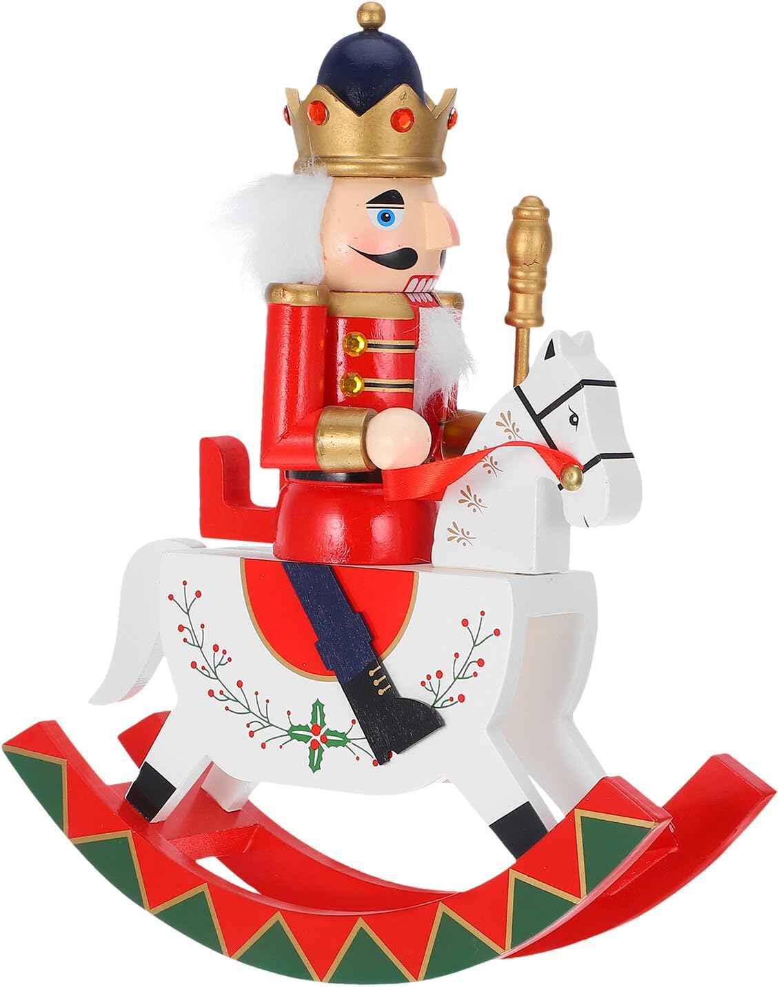 Wooden Nutcracker Christmas Figurine Horse, Traditional Soldier Ornament for Holiday Shelf and Table Decor, Classic Christmas Nutcracker Figurine for Festive Home Display