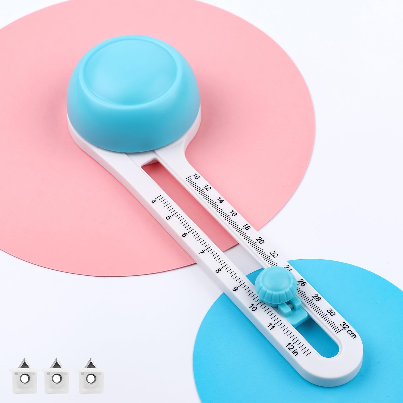Adjustable Circular Paper Cutter with 3 Blades for DIY Craft Card Making