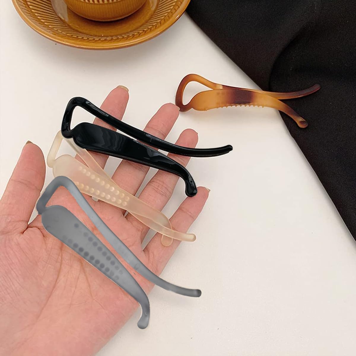4 Pieces Plastic Matte Minimalist Twist Banana Clip French Barrettes Ponytail Holder Hairpins Fashion Hair Accessories for Women image 4
