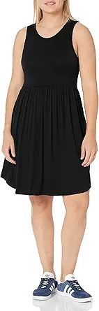 LONGYUAN Women's Summer Dress Casual Sundresses Sleeveless Tank Stretchy Dresses Cover up with Pockets