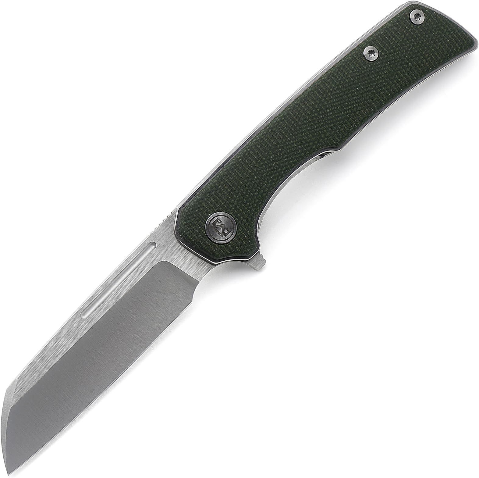 M Miguron Malory Flipper Folding Knife 3.5" Satin 14c28n Blade Green Micarta Handle Outdoor Camping Hiking Pocket Knife MGR-809MGN
