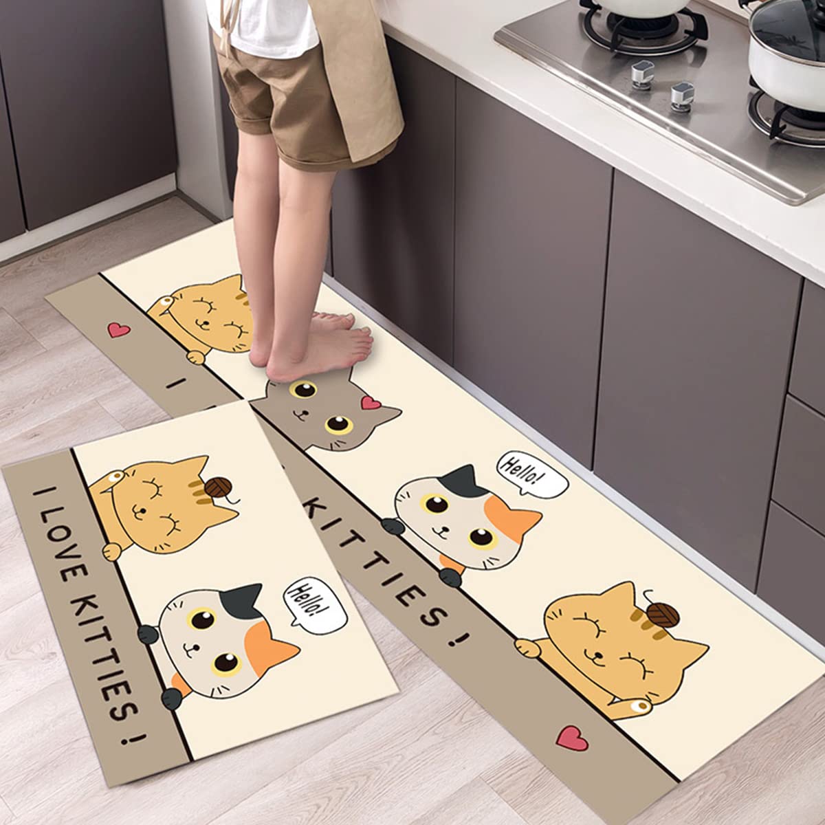 Tapete de cocina [2 piezas] acolchado antifatiga alfombra de cocina antideslizante impermeable alfombra cómoda de pie para cocina, suelo, oficina, fregadero, lavandería, 16 x 47 pulgadas