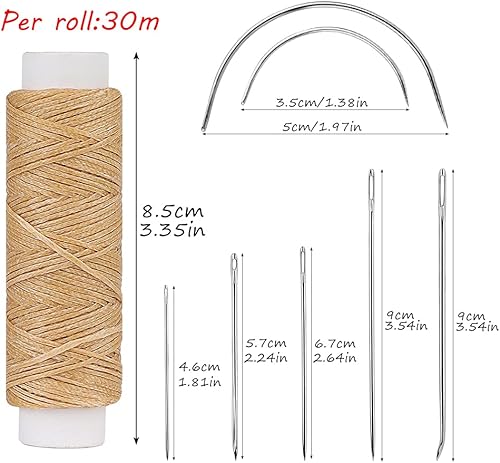 Miniatura 2 de Ftyiwu Hilo encerado, aguja de tapicería e hilo de 32 yardas con 7 agujas de coser a mano para tapicería del hogar, alfombra, lona, reparación de