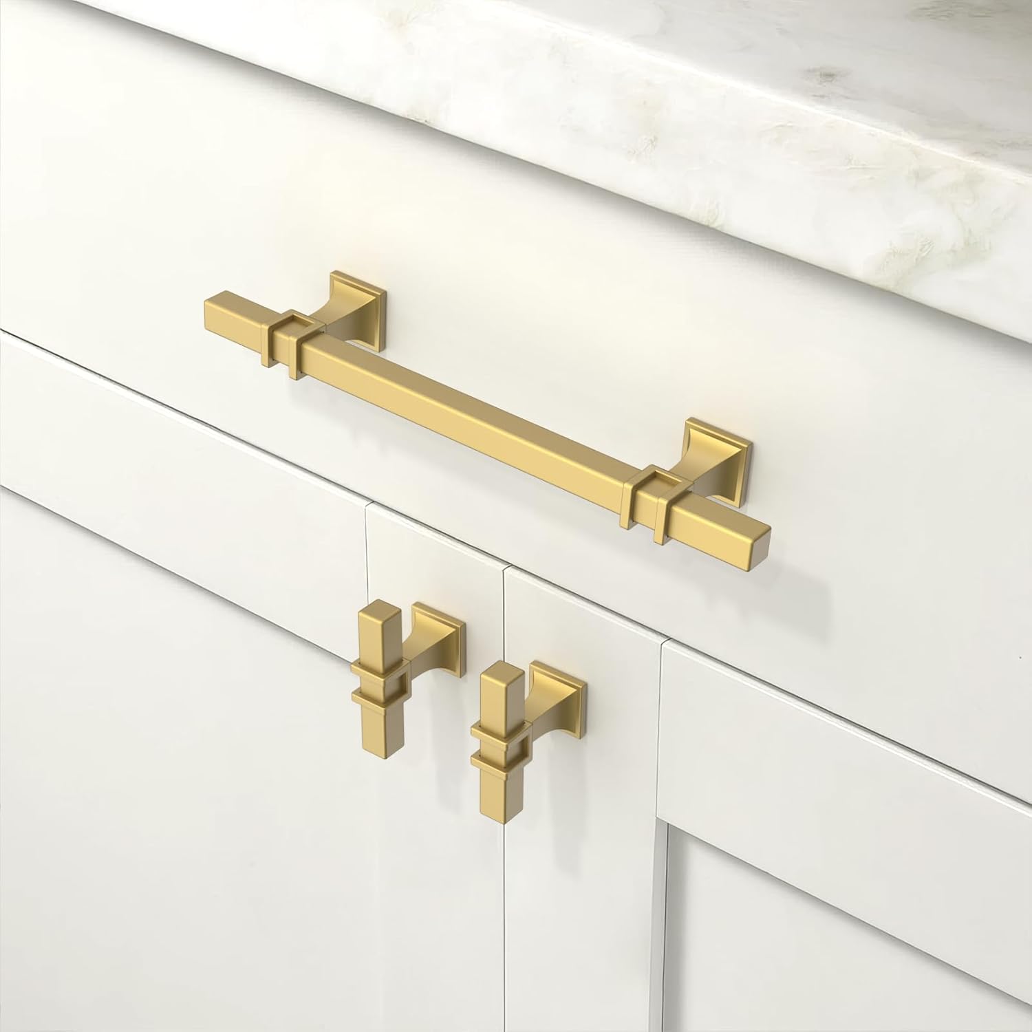10 Pack Brushed Gold Cabinet Pulls 5 Inch(128mm) Kitchen Cabinet Handles Drawer Pulls