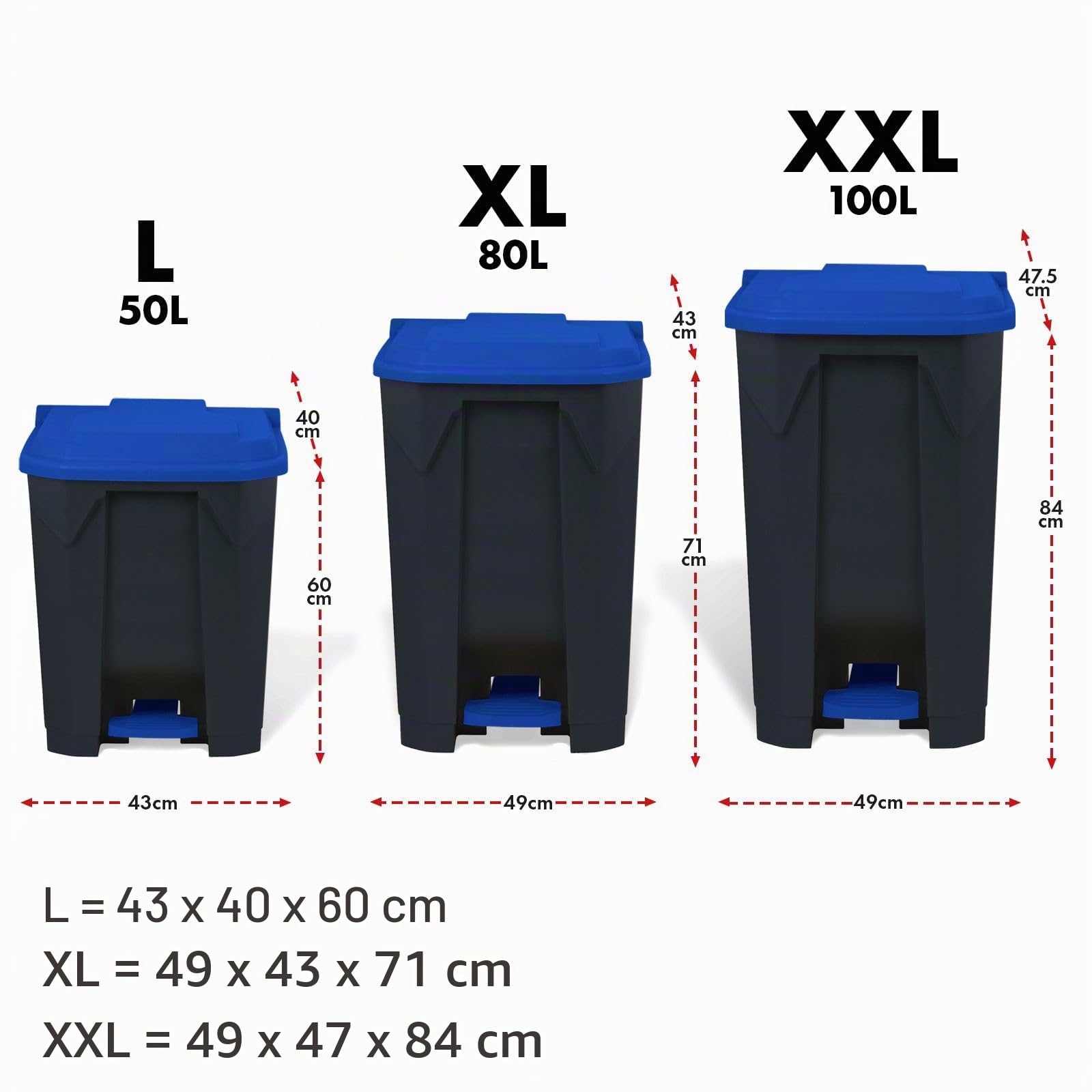 Poubelle Casa Pura 80 L Bleu à Pédale Step On avec Couvercle