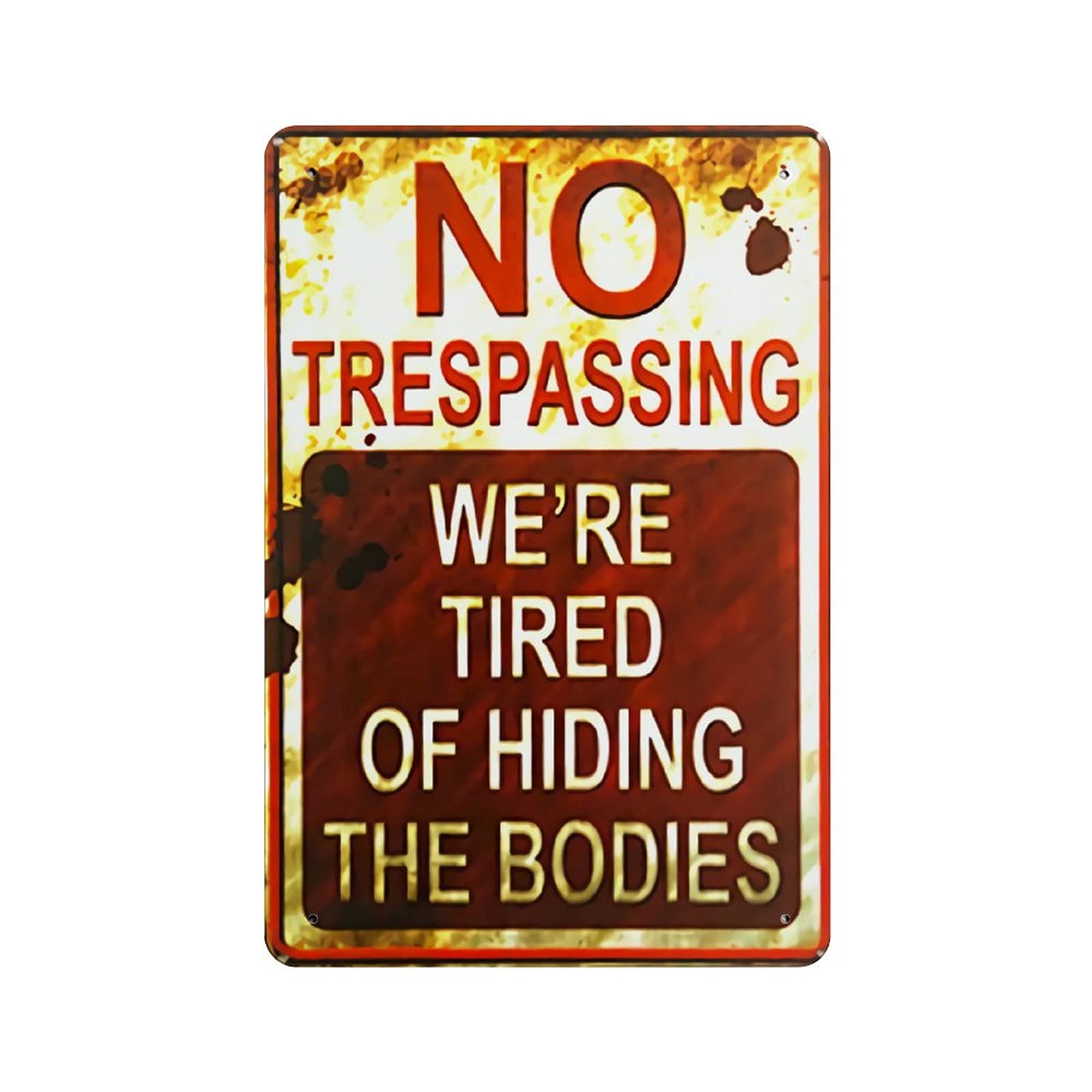 KEYGAMER No Trespassing Metal Tin Sign, Vintage Plaque Poster Garage Bar Home Wall Decor 8 X 12 Inches