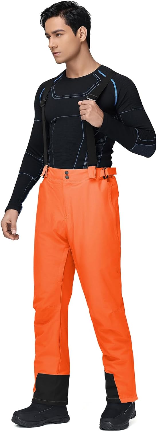 GS SNOWING Men's Snow Insulated Pants Winter Warm Ski Pant Outdoor Waterproof Snowboard Bibs with Suspenders
