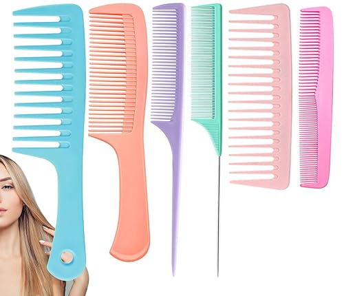 Peines de pelo para mujeres y hombres, peine de dientes anchos grandes, dientes finos, peine de cola de rata, juego de peines para desenredar el