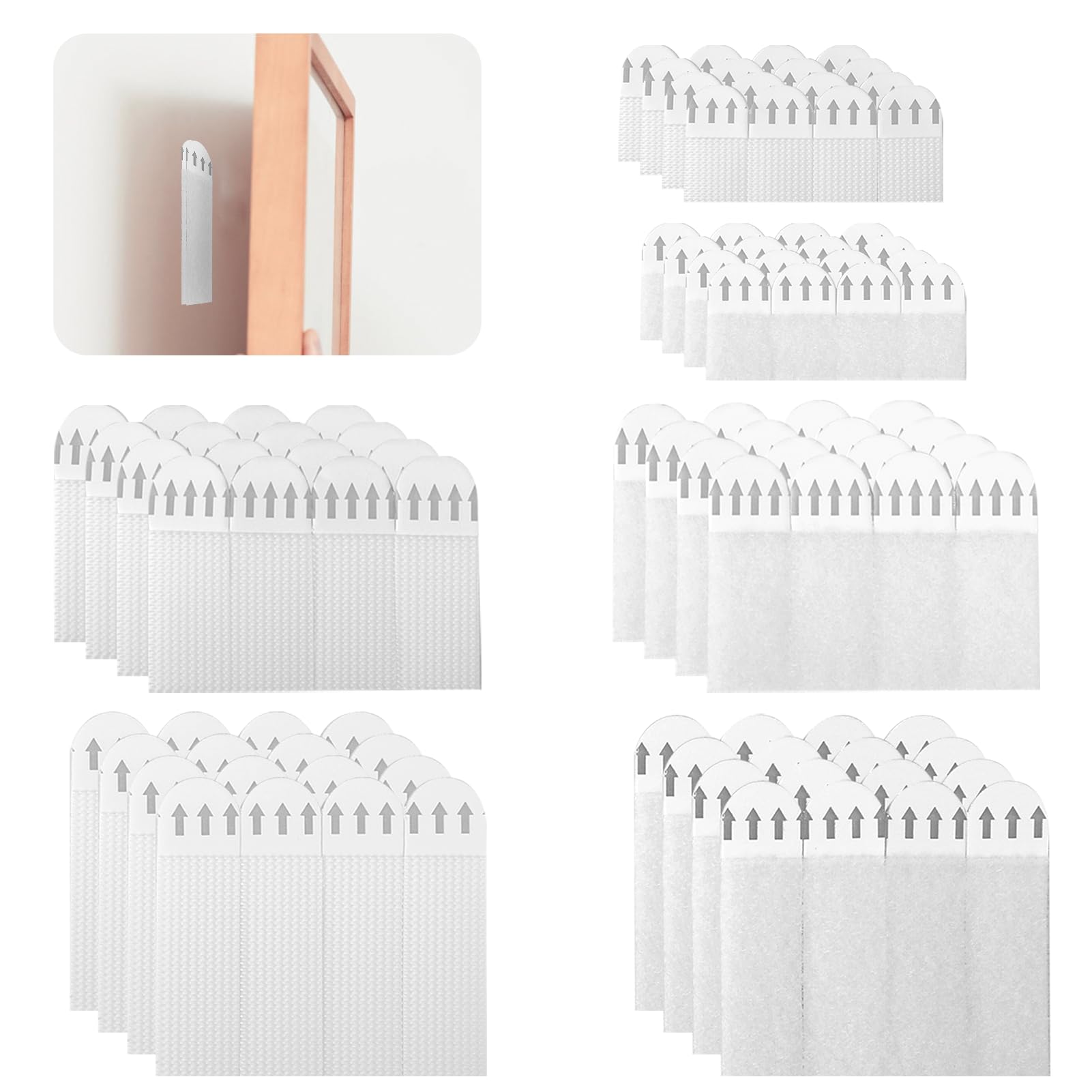 36 Pares (72 Tiras) Tiras Adhesivas para Colgar Cuadros, Cuelga Cuadros Sin Clavos, Colgar Sin Agujeros Cuadros Tiras Facil S/M/L para Marcos Espejos Letreros Relojes de Pared Cuelga Sin Taladrar