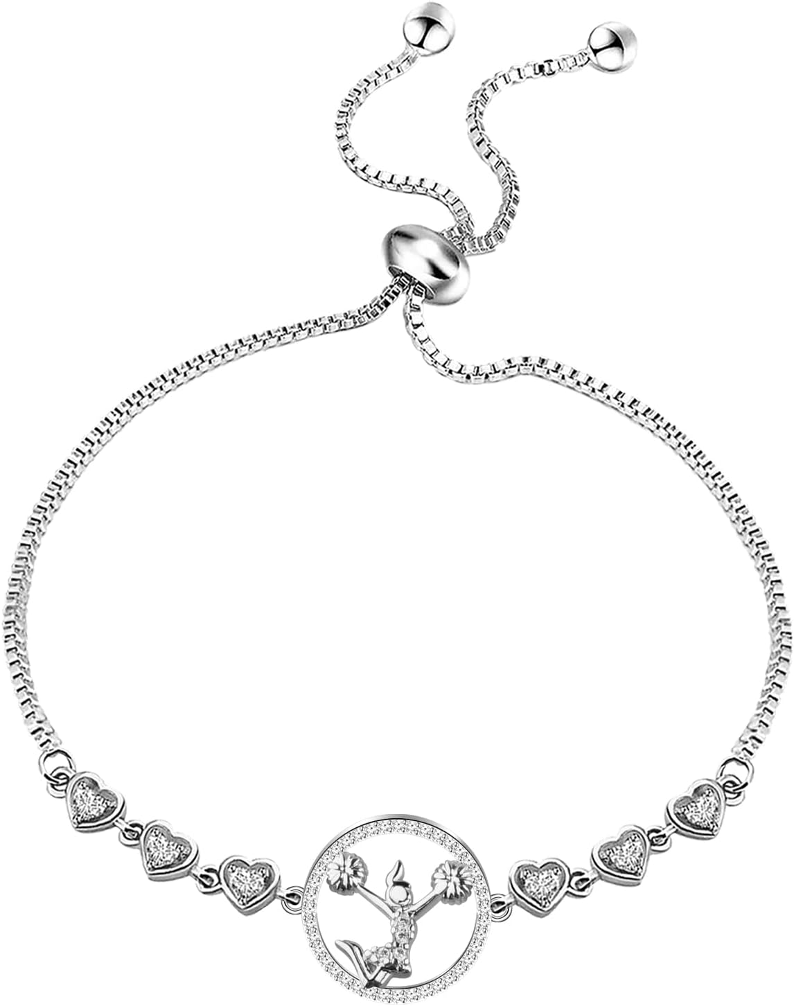 FEELMEM Cheer Charm Bracelet Girl Cheerleading Slider Bracelet Gifts Cheer Jewelry Cheerleaders Gifts for Cheer Coaches or Team - Image 2