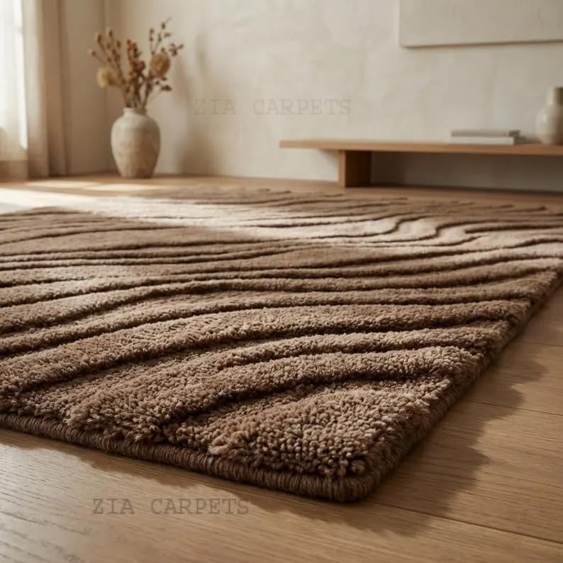 Image of zia carpets Hand Tufted Woollen Modern Collection Bedroom & Living Room Carpet Size 5 X 7 Feet