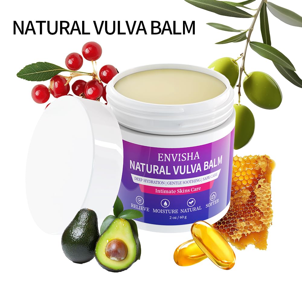 ENVISHA Vulva Moisturizing & Vulva Balm -Natural Organic Plant Extracts - Specifically Designed for Vulvar Dryness & Itching, Estrogen-Free Formula - Suitable for Menopause & Daily Care - 2 oz