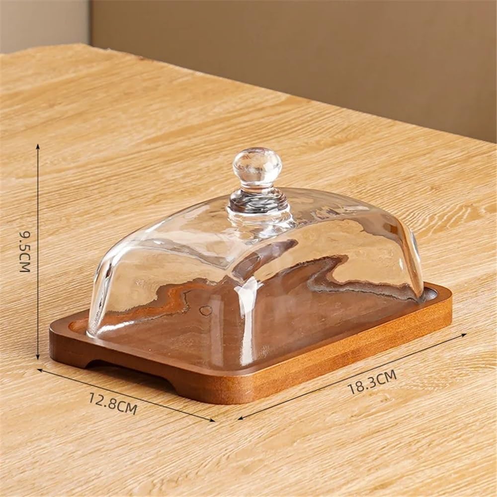 Beurrier Beurrier en Bois et Verre for gâteaux, Fruits, etc. Idéal for présenter des Desserts dans Les hôtels. Boîte à Beurre