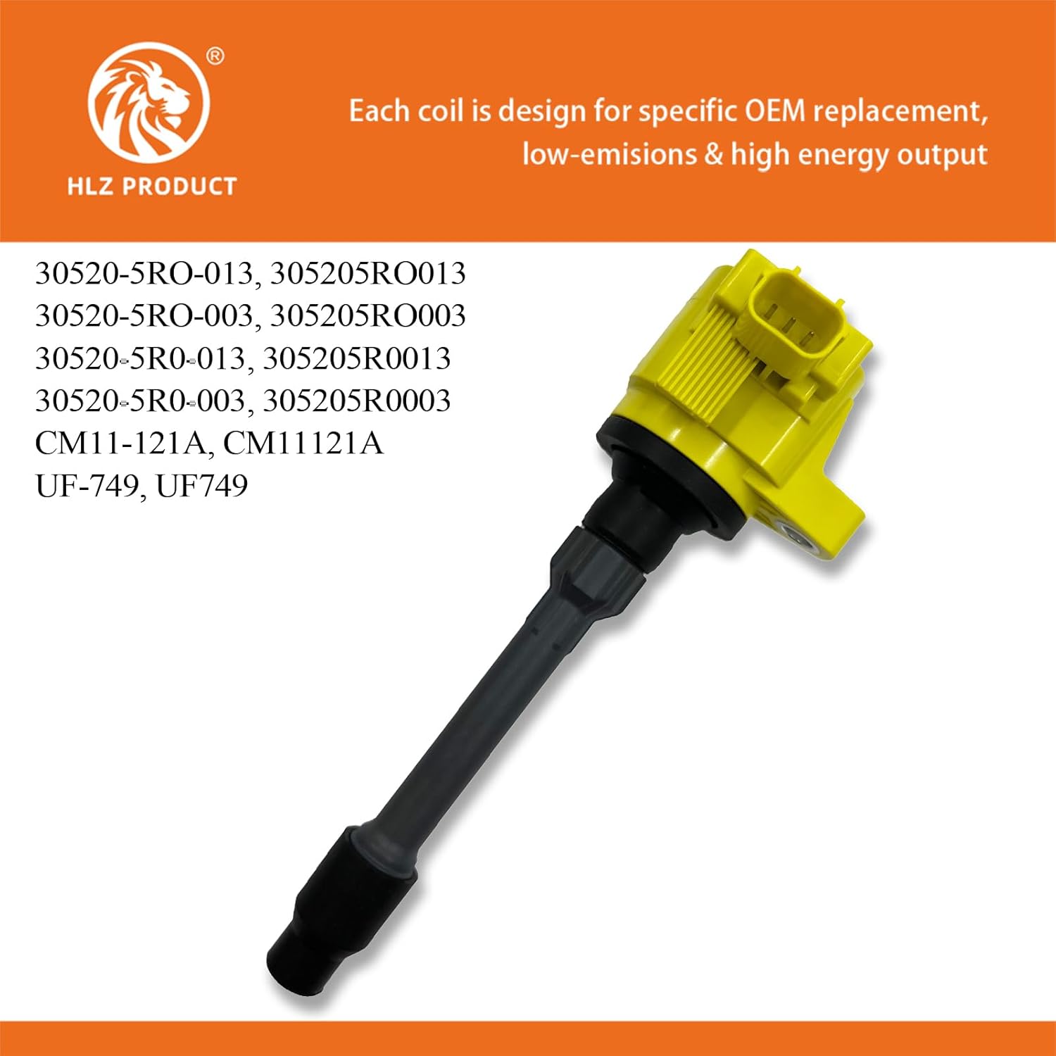 Yellow Performance Ignition Coil Packs Set Of 4 Compatible With HONDA CIVIC FIT 1.5L L4 L15B5 L15CE L15B2 L15B3 L15BU GK GR9 GS1 Replacement For 30520-5R0-013 UF749 CM11-121A