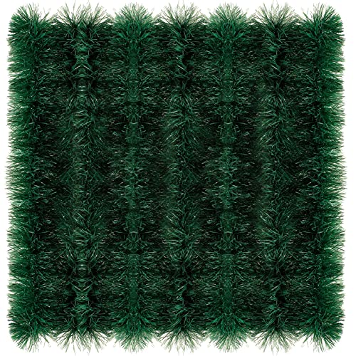 Waydress 100 m Weihnachts-Lametta-Girlande, Glitzer-Lametta-Twist-Girlande, Metall, Rund, Grün