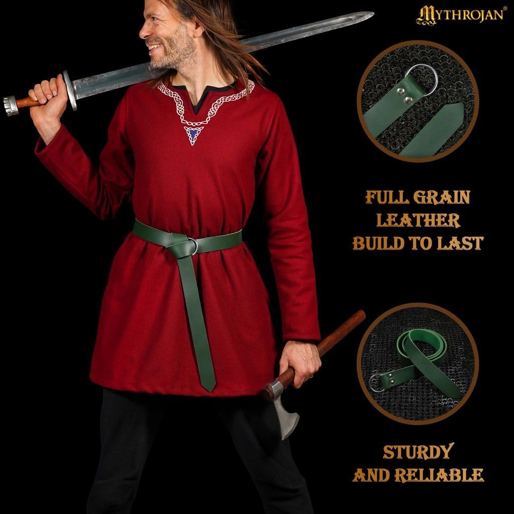 Mythrojan Medieval O Ring Belt Viking Leather Belt with 100% Genuine Leather for Medieval Events, LARP, Renaissance, Renfaire image 3