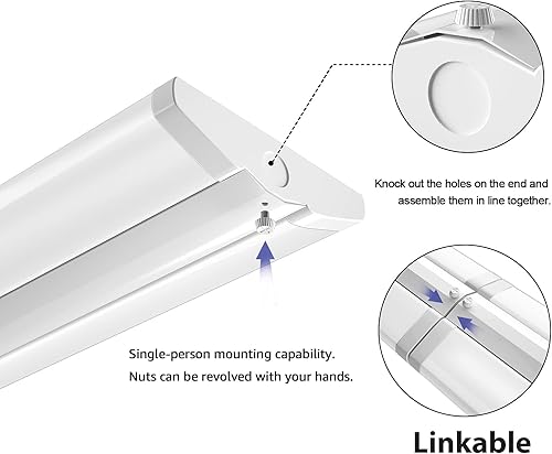 Miniatura 3 de AntLux Lámpara LED envolvente de 4 pies, 50 W, ultra delgada, luces LED para garaje, cuidado de los ojos, 5500 lúmenes, 4000 K blanco neutro,