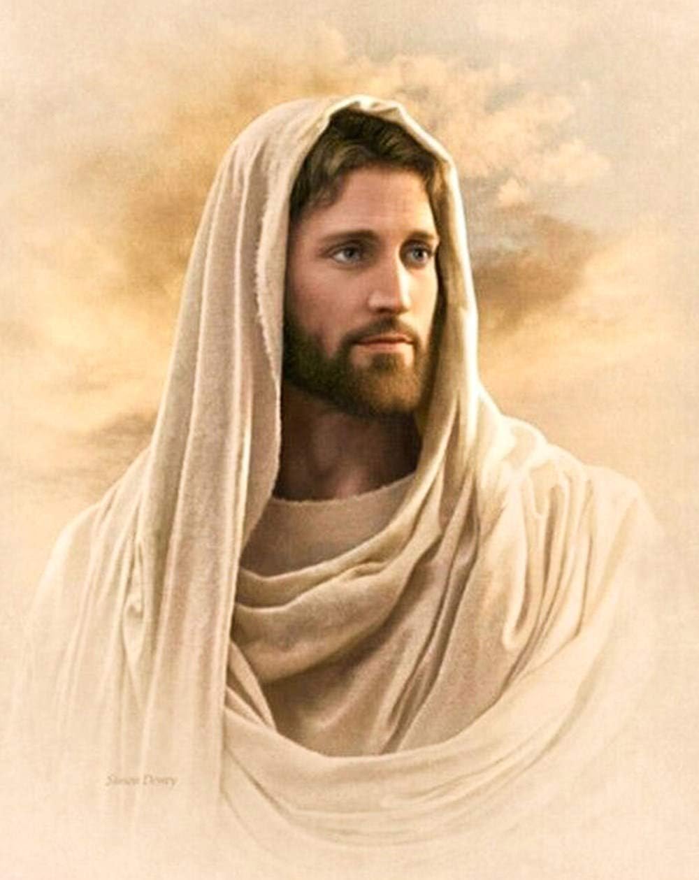 LPRTALK DIY 5D Diamond Painting by Number Kit, Full Drill Diamonds Painting Religion Jesus Christ Rhinestone Embroidery Cross Stitch Supply Arts Craft Canvas Wall Decor 14X16 inches