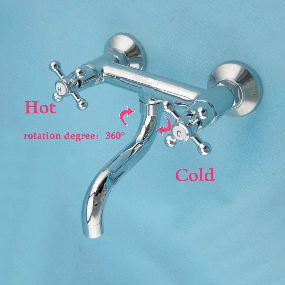 Grifo de pared para cocina o baño, con dos mandos