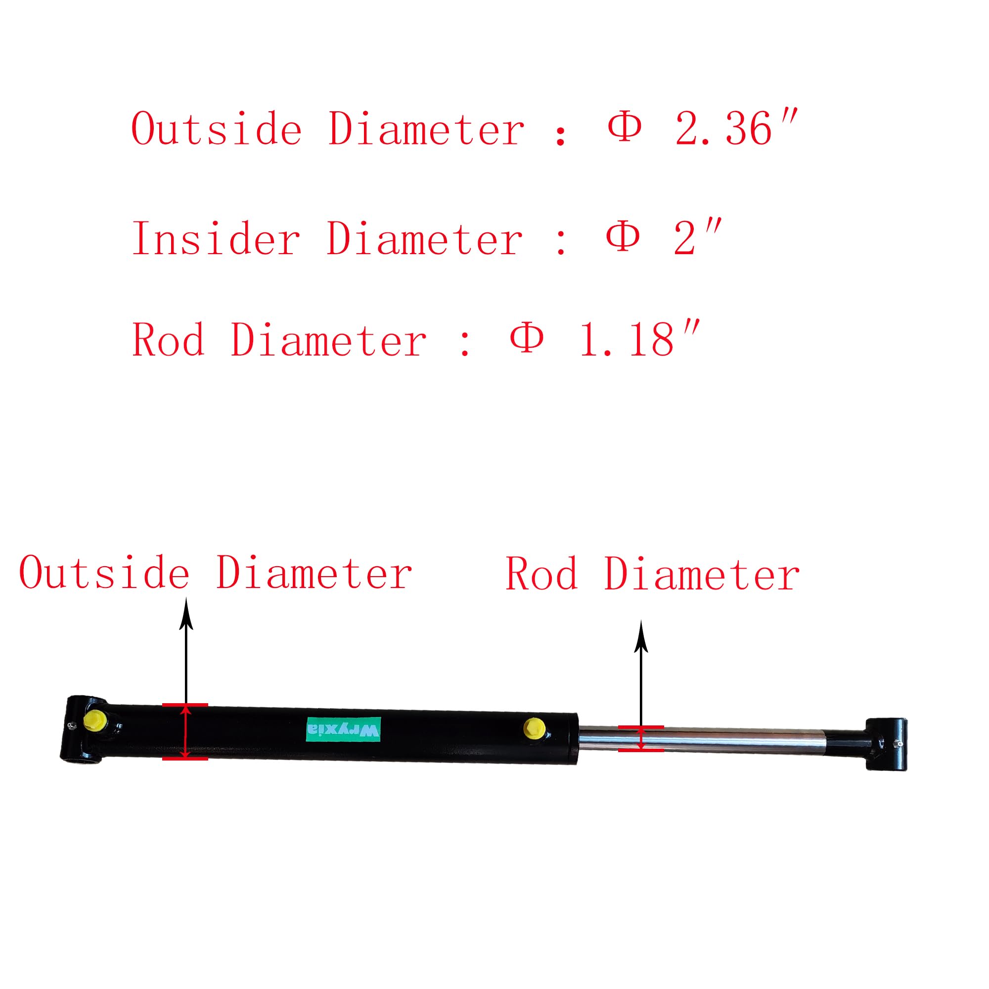 Double Acting Universal Hydraulic Cylinder, 2900-3600 PSI Hydraulic Cylinders Chrome Plated Piston Rod (Stroke 16"; Pin 1.0") — Amazon image 3