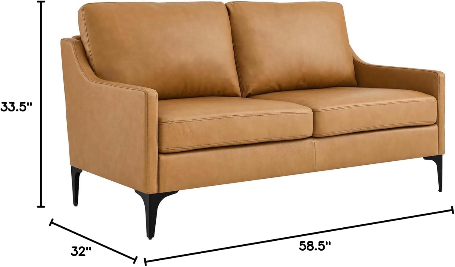 Modway EEI-6020-TAN Corland Leather Loveseat, Tan