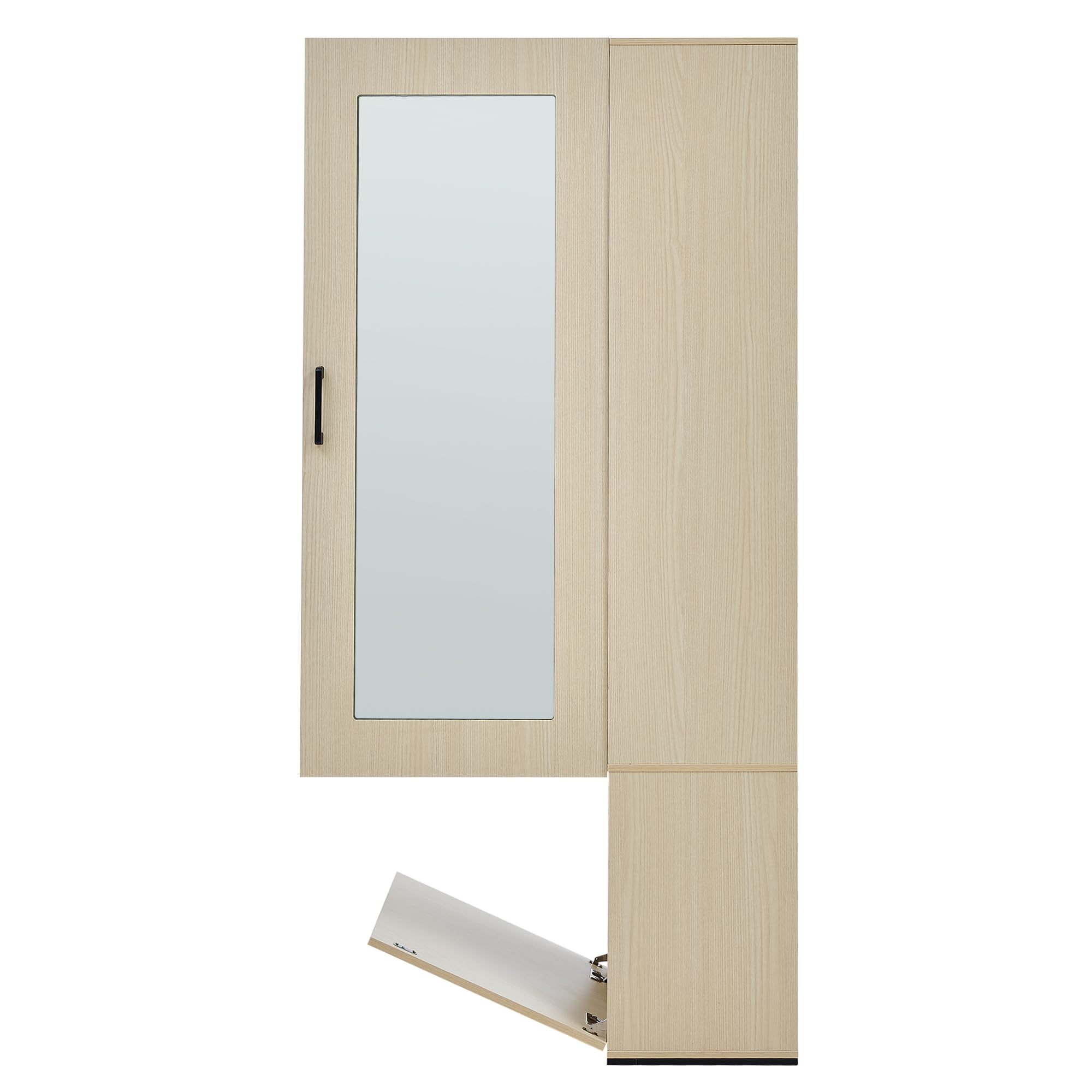 REXO Armario estrecho con espejo y barra extensible, armario moderno para pasillo, dormitorio y apartamento