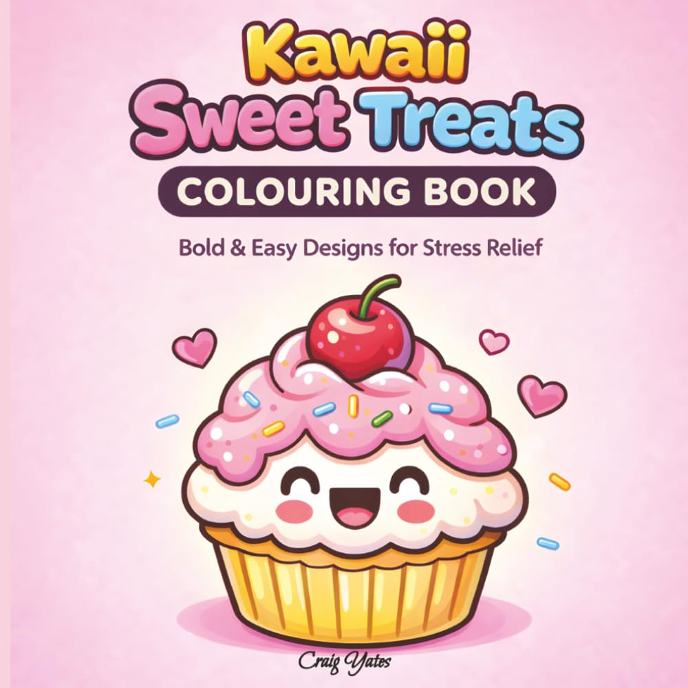 Kawaii Sweet Treats Colouring Book: Bold & Easy Cute Dessert Designs for Relaxation & Stress Relief (Kawaii Colouring Collection)