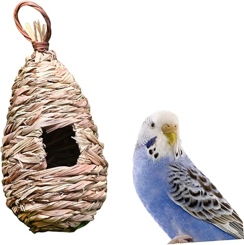 Miniatura 3 de Happyyami Adorno de nido de pájaro canario, 1 unidad, casa de pájaros, el nido de pájaro, colgante de colibrí de madera para exteriores, decoración