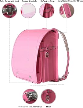 Backpack Japanese School Bags For Girls Boys, Ransel Randoseru Large Capacity Pu Waterproof Lightweight Bookbag With Automatic Lock