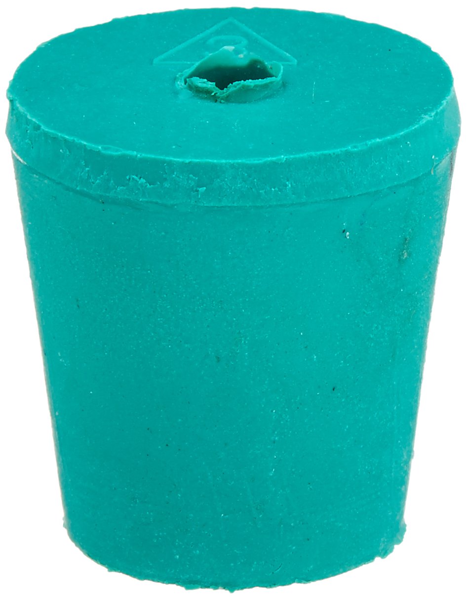 F3-M351 Green Rubber Neoprene One Hole Stopper, 24mm Top Diameter, 18mm Bottom Diameter, 3 Size, 25mm Length (Case of 5)