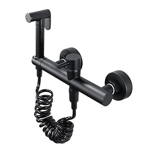 Handheld Bidet Sprayer for Toilet Black Portable Cloth Diaper Sprayer Set Brass Cold and Hot Water Bathroom Bidet