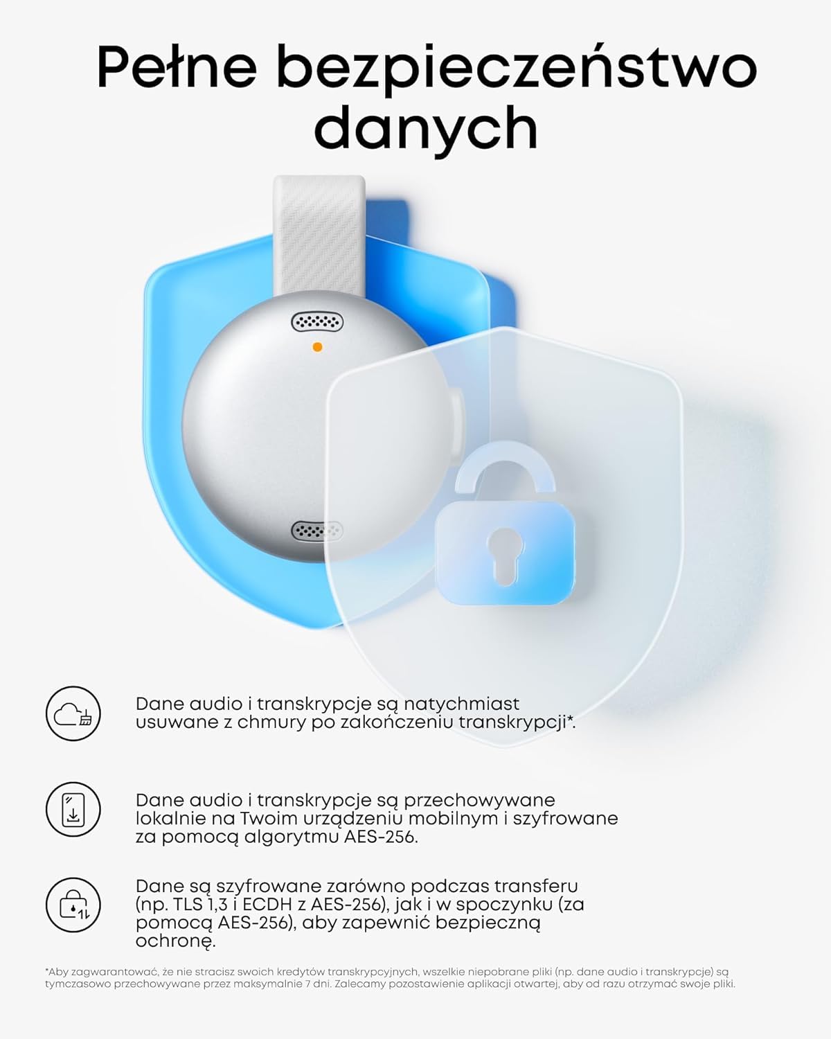 Przenośny dyktafon Anker soundcore Work (odnowiony) – AI transkrypcja, notatki, streszczenia, certyfikat MFi