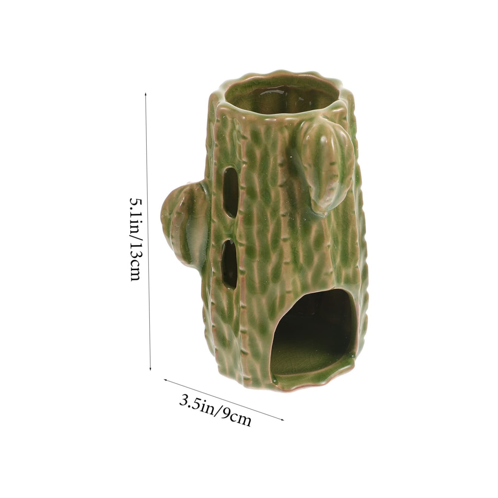 ABOOFAN Keramik Hamster Wasserflasche 80ml mit Grünem Cactus Design und Verstellbarem Ständer Vertikale Chinchilla Tränke für Kleintiere und Meerschweinchen
