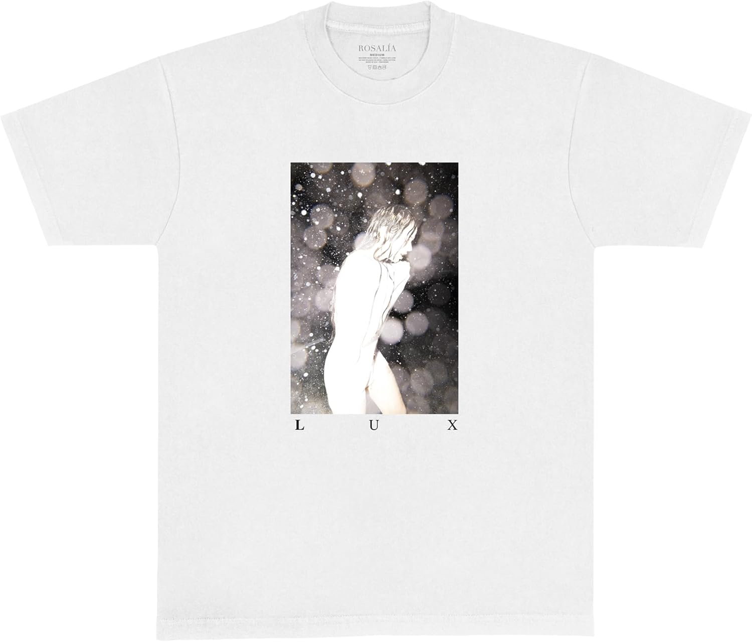 ROSALÍA Unisex-Adult Official Merch Lux Rainfall T-Shirt White