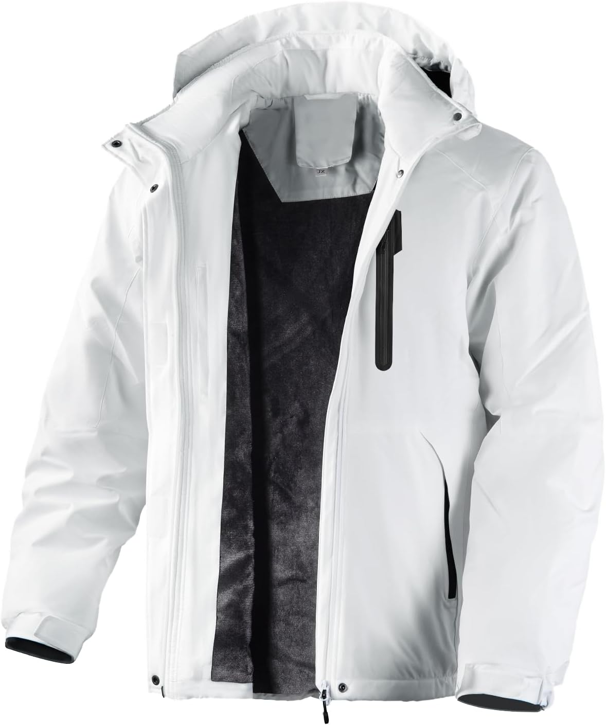 Flyplus Men's Winter Coats,Water Resistant Warm Insulated Hooded Parka Jacket with Fleece Lined for Snow Ski