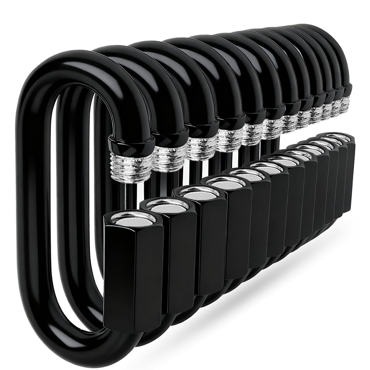 Quick Link - Ekunbuy Heavy Duty Black Chain Link Connector,Screw Lock Oval Clips Electrophoresis Anti-Rust Coating for Secure Outdoor & Indoor Use in Camping, Hammocks,Gym (M10(3.93in), Piece, 12)