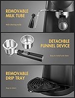 Vista 6 de Yabano Máquina de café expreso, cafetera espresso de 3.5 bar, máquina de café expreso y capuchino con espumador de leche, cafetera de café expreso