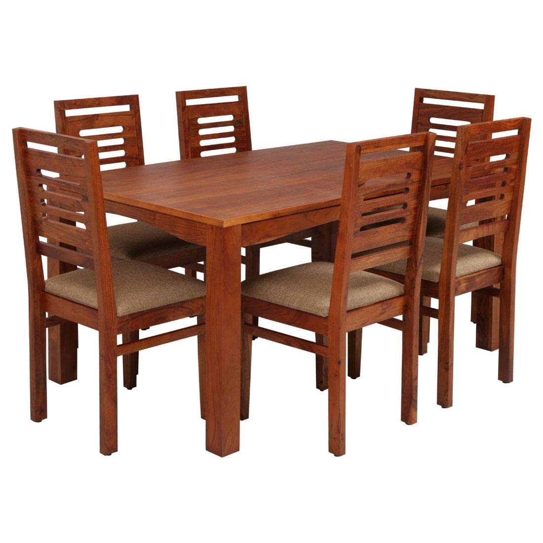 ODEJIA 6 Seater Dining Set in Natural Finish with 6 Chair Dining Table ...