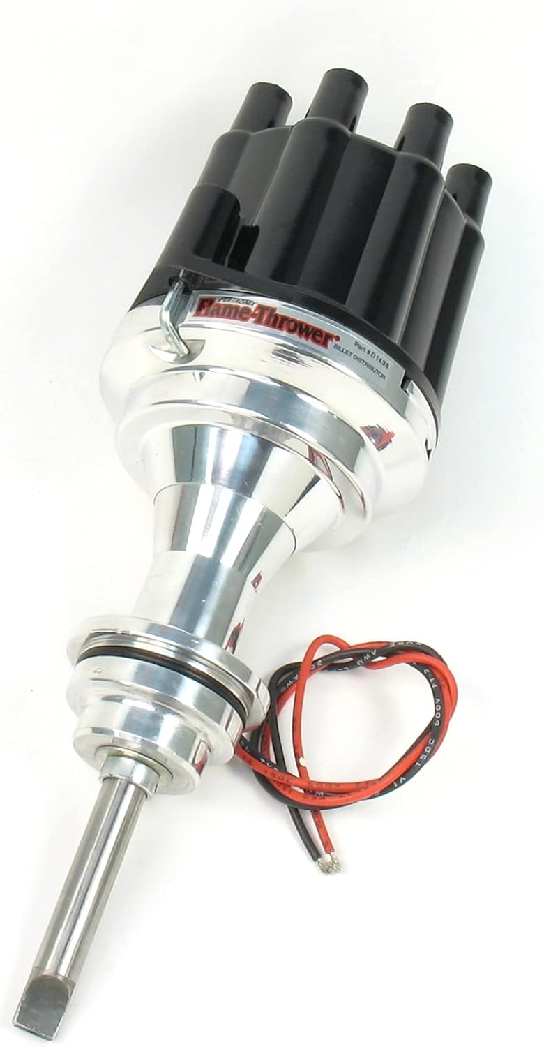 Pertronix D7143800 Flame-Thrower Non Vacuum Black Cap Billet Electronic Distributor with Ignitor III Technology for Chrysler/Dodge/Plymouth 426-440