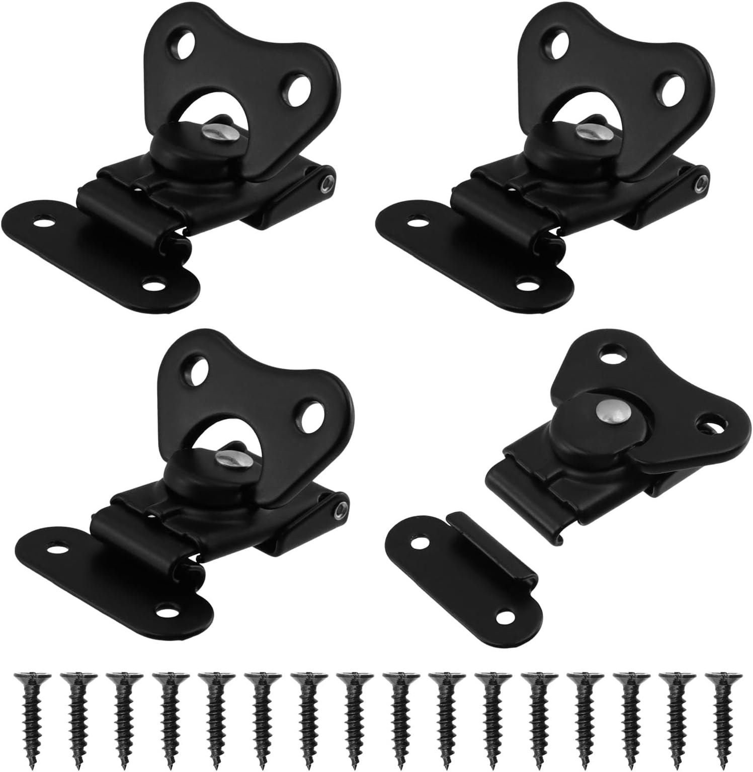MY MIRONEY 4-Pack Black Spring Loaded Butterfly Twist Latch and Keeper Metal Hardware Toggle Clamp Hasp Box Chest Closure with Screws for Flight Case,1.97" x 1.5"