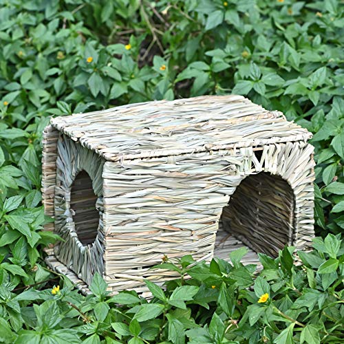 Wuweot 2 Pack Large Grass House For Bunny, Foldable Woven Animal Hut, Play Hideaway Bed Hay Mat Chew Toy For Rabbit, Guinea Pigs, Gerbils, Hamster And Small Animals, 11"X8"X8" #TOP4