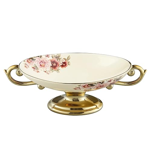 fanquare Floral Footed Fruit Bowl for Party, Fruit Holder for