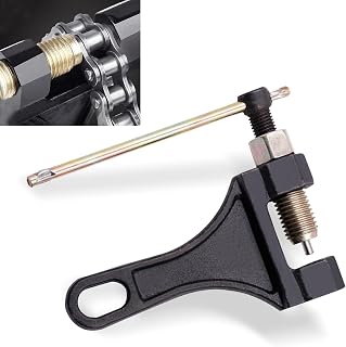 1 PC Motorcycle Chain Breaker, #420-530 Chain Breaker Tool, Waterproof Durable Metal Chain Link Removal Tool, Compatible with ATV Quad Go Kart Scooter Tractor Motorcycle (Black)