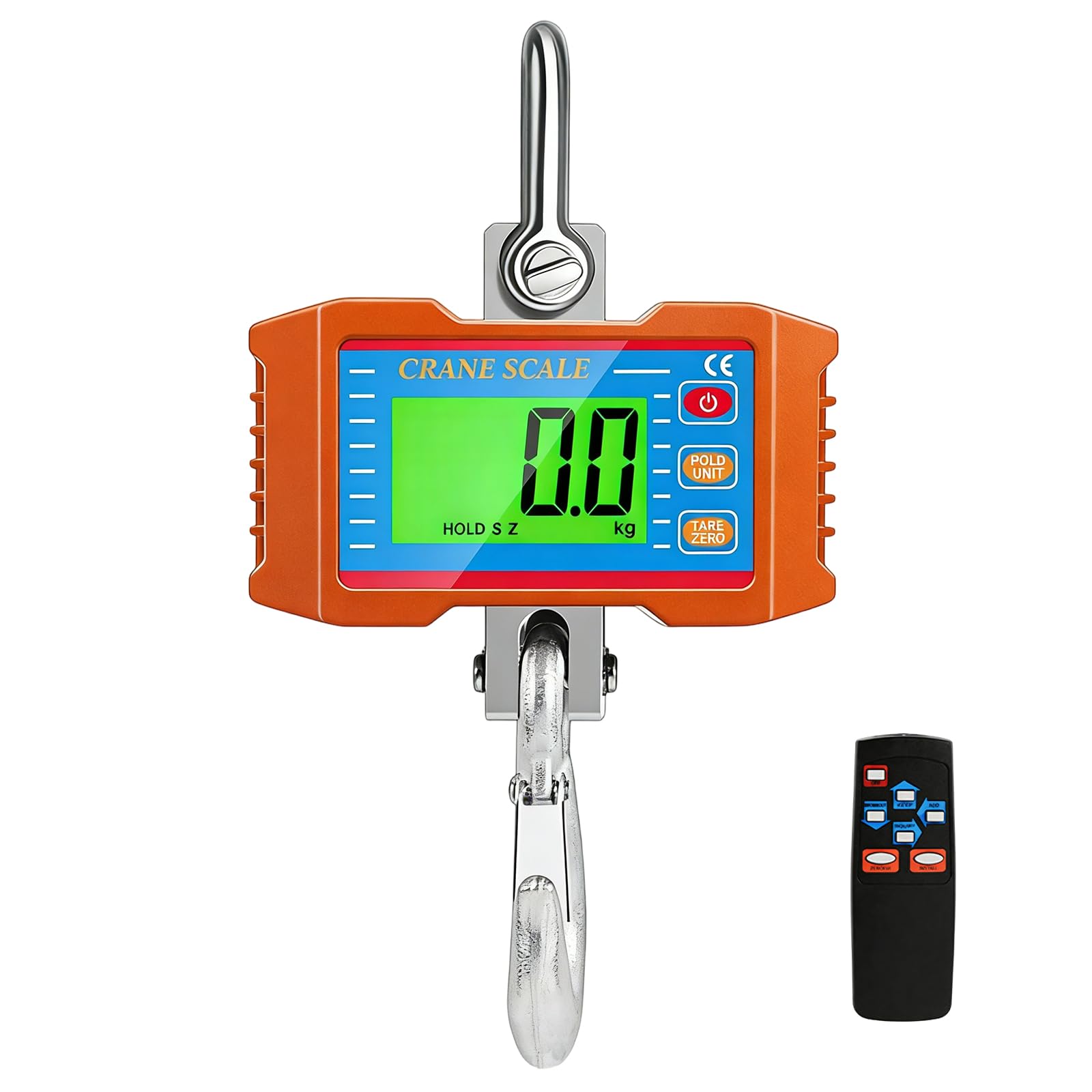 Kranwaage 2000kg/4000lbs, Digitale Hängewaage, Crane Scale Digital, Digitale Schwere Industrie Hängende Waage, Elektronische Zugwaage mit Sensor und LCD-Anzeige für Bauernhof(Ohne Batterie)