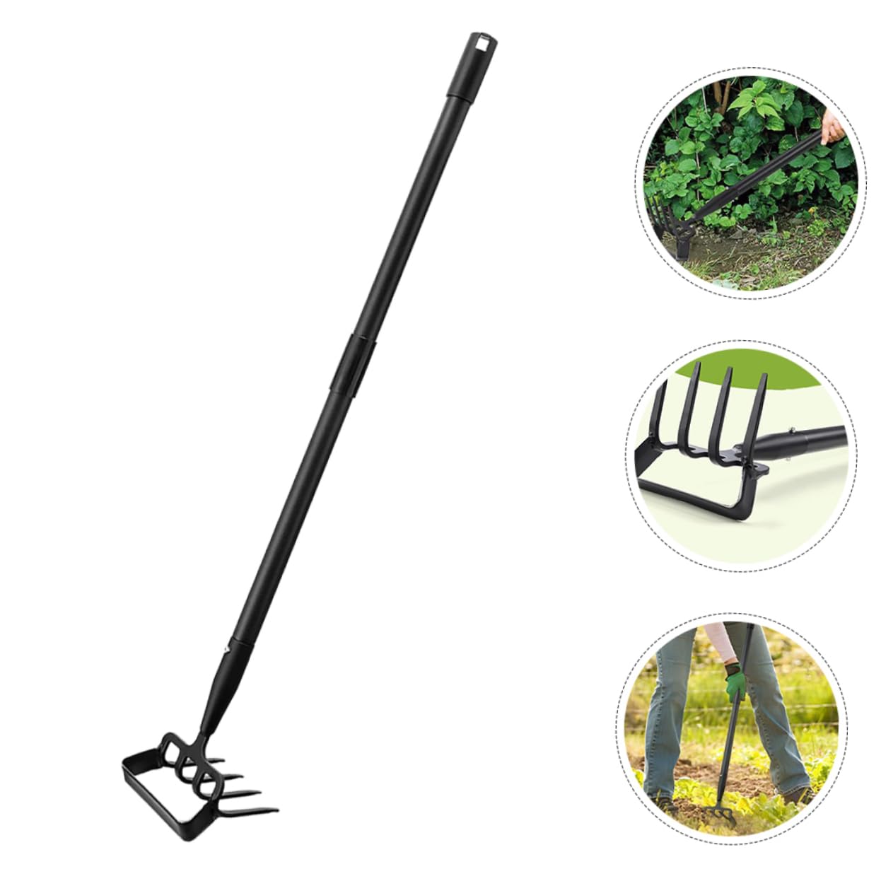 WOONEKY Strumento da Giardino Nero in Acciaio Inox, Doppio Uso | Scavare e Diserbare, Attrezzo Portatile per Cura del Verde, Accessorio da Esterno