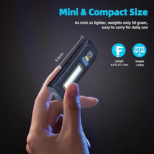 Miniatura 4 de DARKBEAM Linterna UV 395nm luz negra, linternas LED EDC de alto lúmenes USB C lámpara de madera recargable, mini luz roja COB magnética - energía de