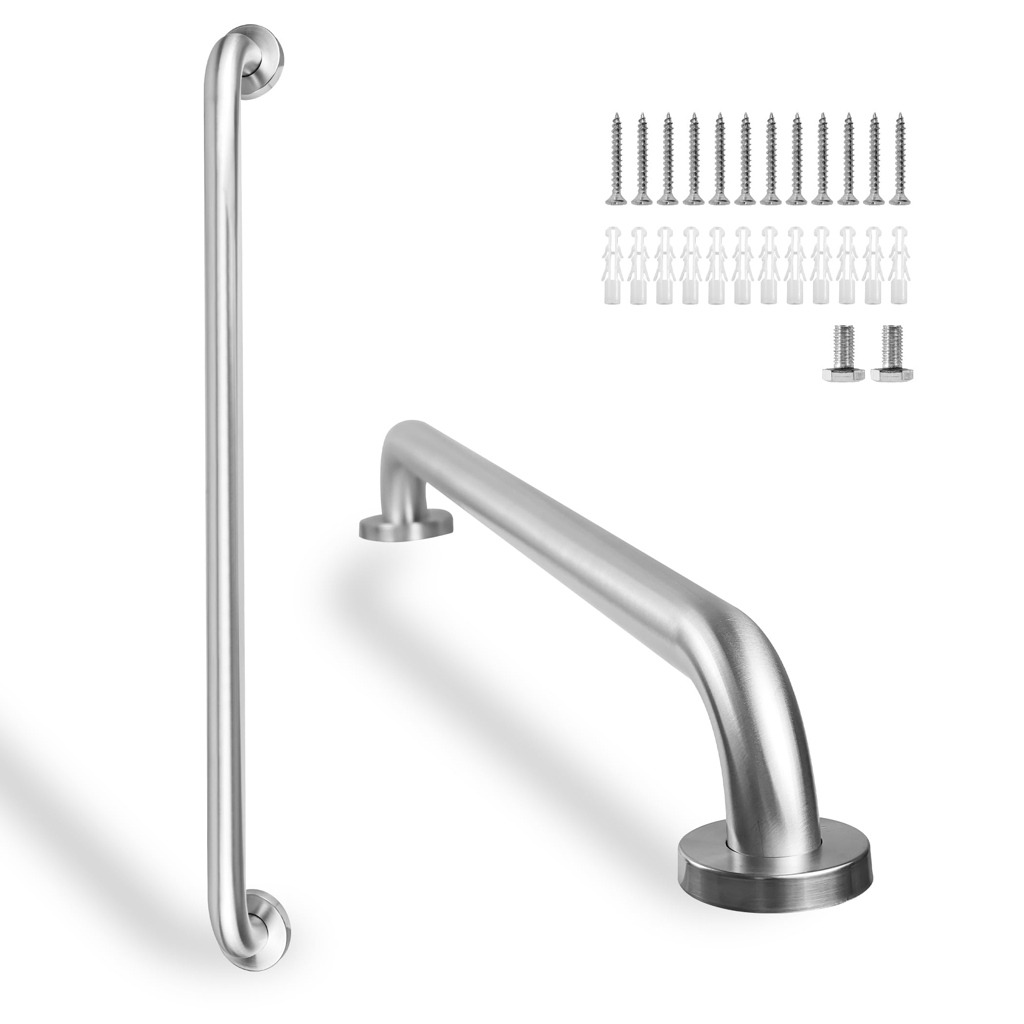 View 1 of ***missing hardware***Rackickyer 32 Inch Stainless Steel Shower Grab Bars (2 Pack)